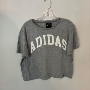 Women's Grey Adidas Cropped T-Shirt Size L